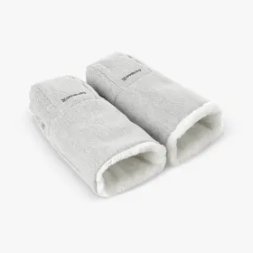 CozyHandmuffs - Anthony - White and Grey Chenille